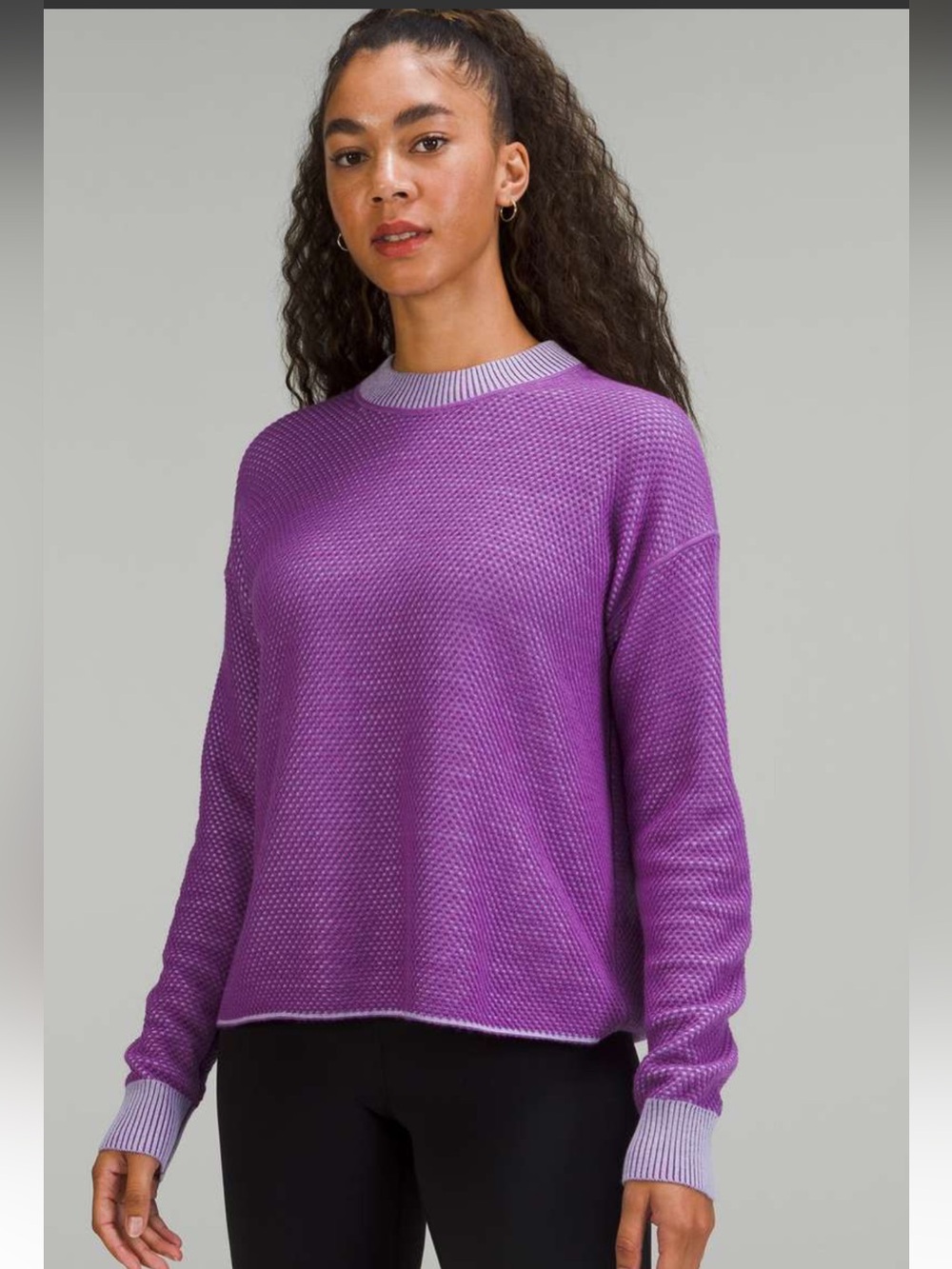 lululemon Reversible Double-Knit Crew Neck Wool Blend Sweater sz 2